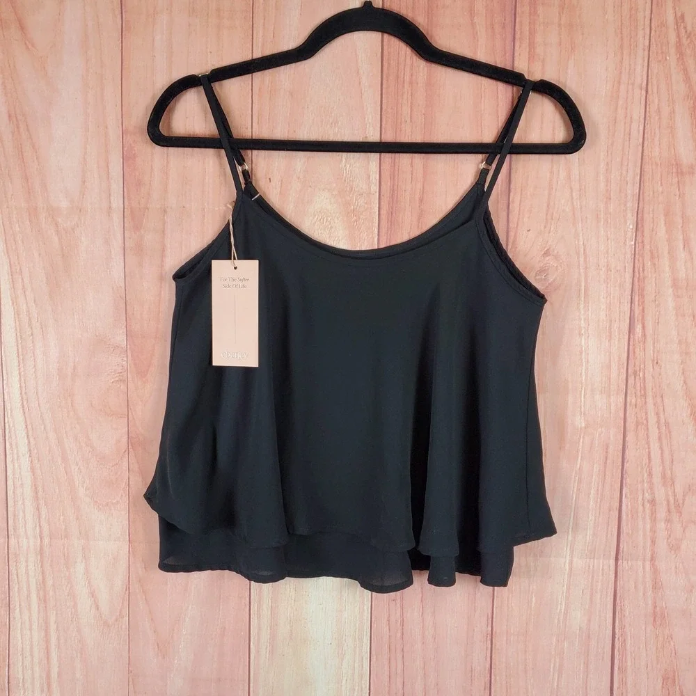 Eberjey Sleep Lace Cami Womens Sz Large Black Sleepwear NEW NWT
